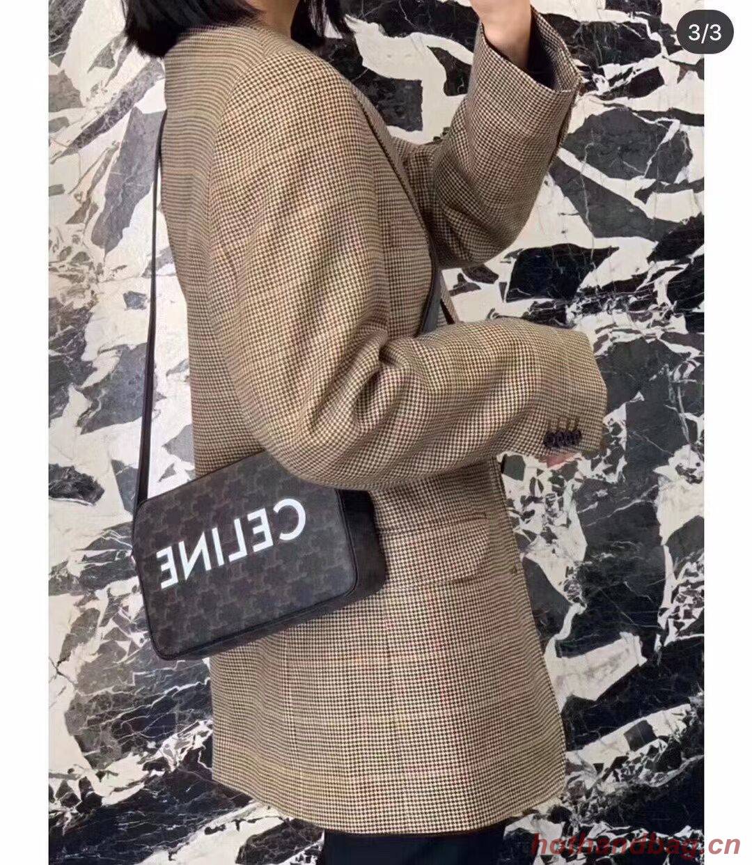 Celine MINI FOLCO BAG IN TRIOMPHE CANVAS CL9450 black Celine MINI FOLCO BAG IN TRIOMPHE CANVAS CL9450 black