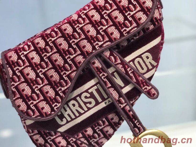 SADDLE BAG Dior Oblique Embroidered Velvet C0044 Burgundy SADDLE BAG Dior Oblique Embroidered Velvet C0044 Burgundy