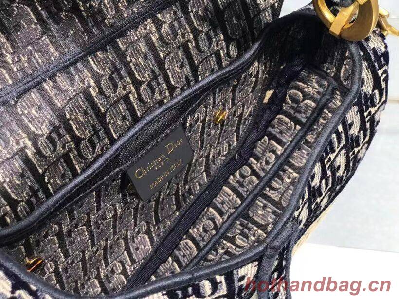 SADDLE BAG Dior Oblique Embroidered Velvet C0044 blue