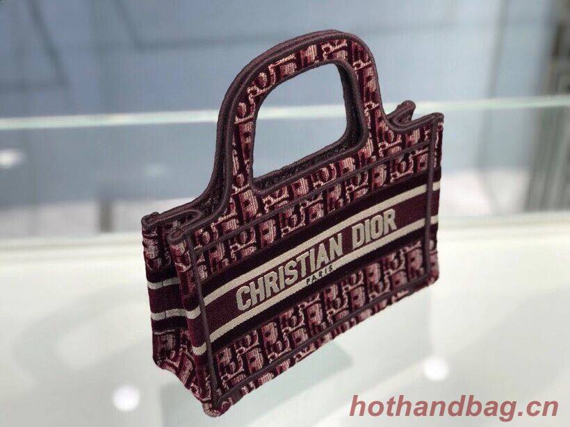 DIOR BOOK TOTE Burgundy Dior Oblique Embroidered Velvet M1286Z DIOR BOOK TOTE Burgundy Dior Oblique Embroidered Velvet M1286Z