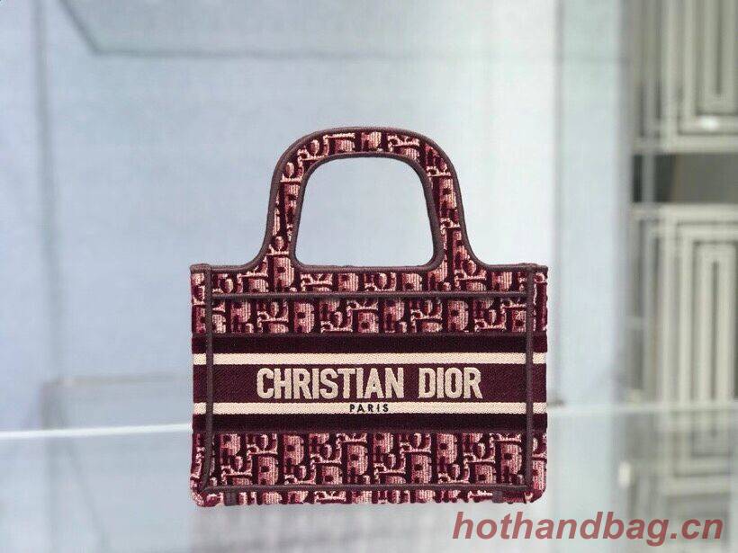 DIOR BOOK TOTE Burgundy Dior Oblique Embroidered Velvet M1286Z DIOR BOOK TOTE Burgundy Dior Oblique Embroidered Velvet M1286Z