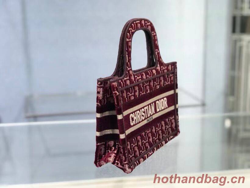DIOR BOOK TOTE Burgundy Dior Oblique Embroidered Velvet M1286Z DIOR BOOK TOTE Burgundy Dior Oblique Embroidered Velvet M1286Z