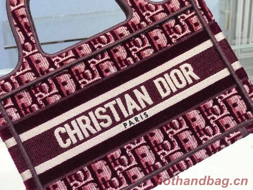 DIOR BOOK TOTE Burgundy Dior Oblique Embroidered Velvet M1286Z DIOR BOOK TOTE Burgundy Dior Oblique Embroidered Velvet M1286Z