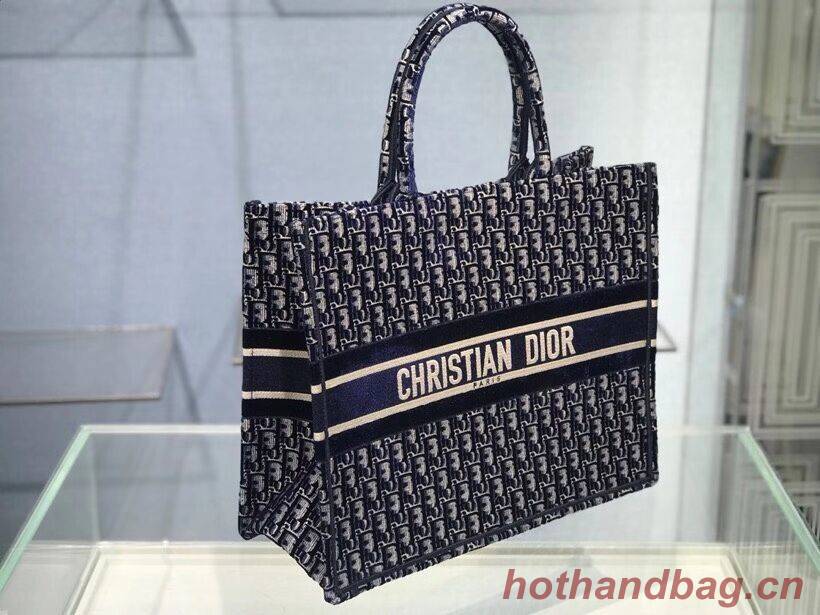 DIOR BOOK TOTE blue Dior Oblique Embroidered Velvet M1286Z DIOR BOOK TOTE blue Dior Oblique Embroidered Velvet M1286Z