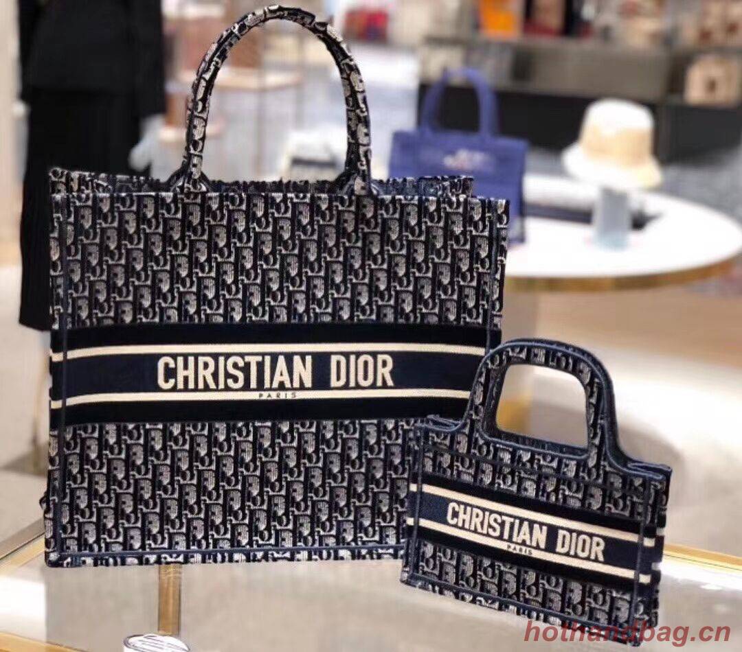 DIOR BOOK TOTE blue Dior Oblique Embroidered Velvet M1286Z DIOR BOOK TOTE blue Dior Oblique Embroidered Velvet M1286Z