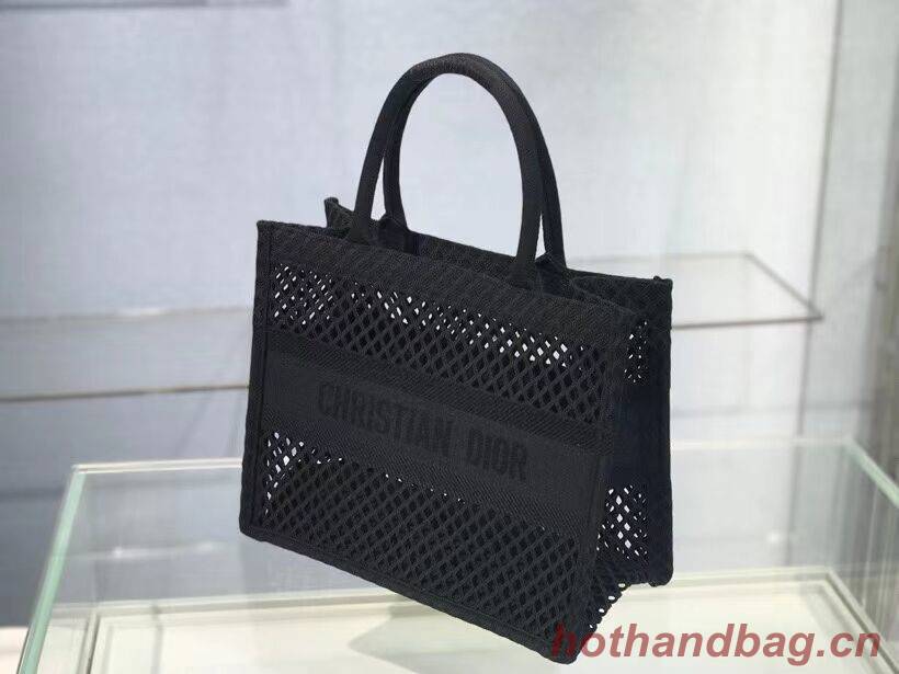 SMALL DIOR BOOK TOTE Black Mesh Embroidery M1296Z SMALL DIOR BOOK TOTE Black Mesh Embroidery M1296Z