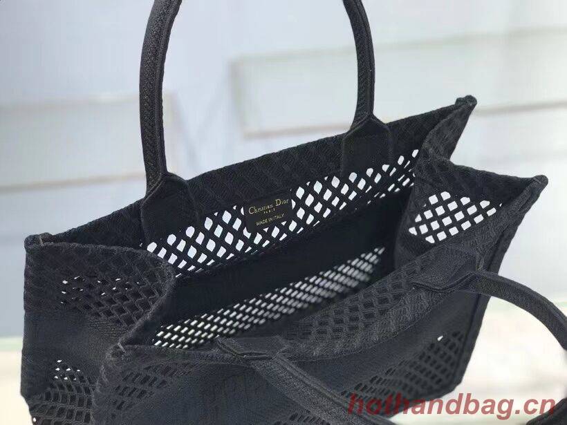 SMALL DIOR BOOK TOTE Black Mesh Embroidery M1296Z SMALL DIOR BOOK TOTE Black Mesh Embroidery M1296Z