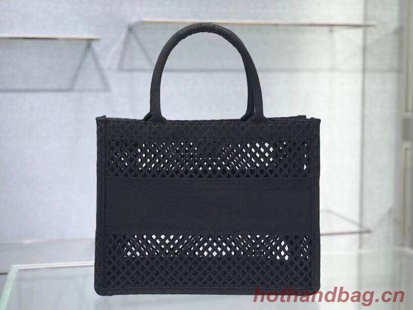 SMALL DIOR BOOK TOTE Black Mesh Embroidery M1296Z SMALL DIOR BOOK TOTE Black Mesh Embroidery M1296Z