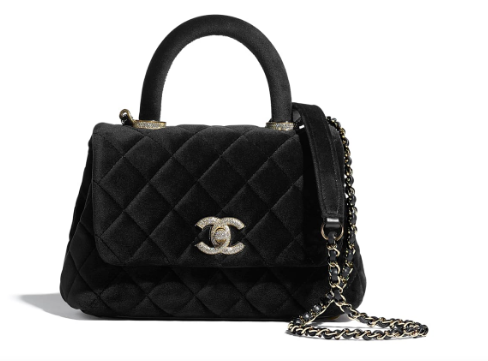 Chanel mini flap bag with top handle AS2215 black Chanel mini flap bag with top handle AS2215 black