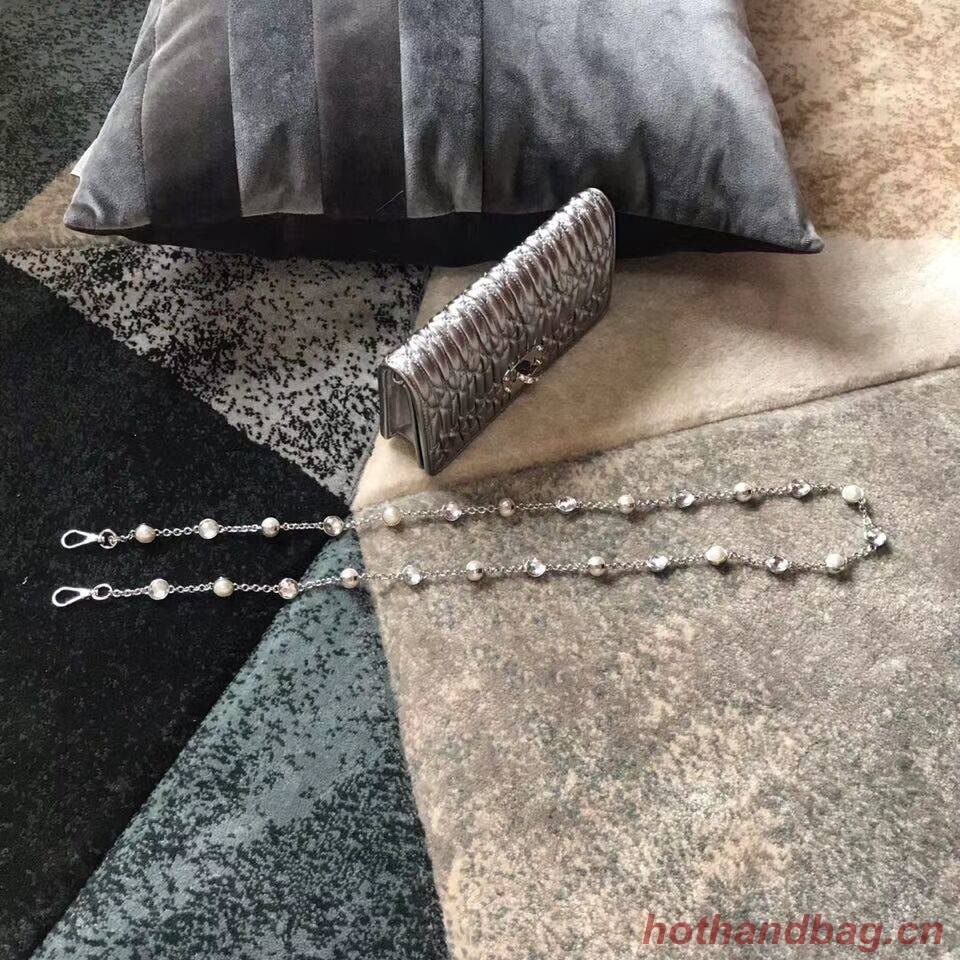 miu miu Matelasse Nappa Leather Shoulder Bag 5DH044A Silver miu miu Matelasse Nappa Leather Shoulder Bag 5DH044A Silver