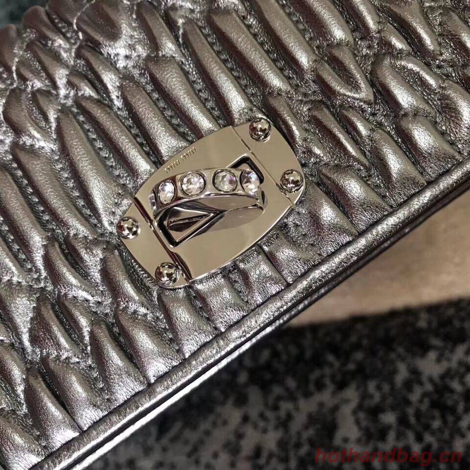 miu miu Matelasse Nappa Leather Shoulder Bag 5DH044A Silver miu miu Matelasse Nappa Leather Shoulder Bag 5DH044A Silver