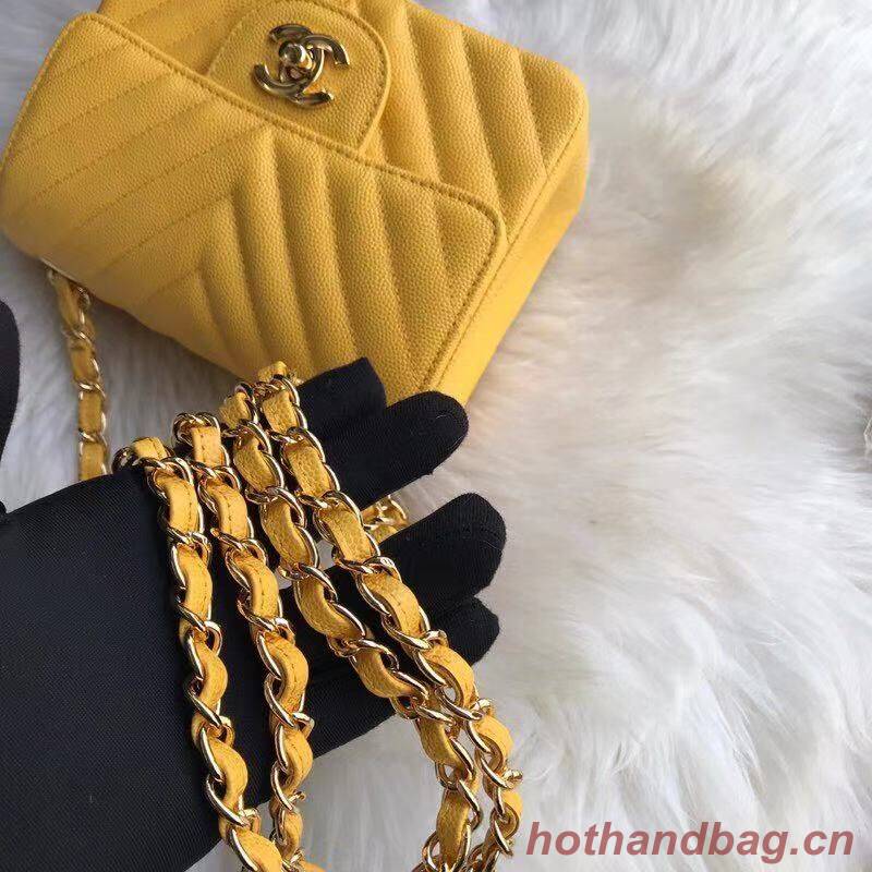Chanel Classic mini Flap Bag Chevron Caviar Leather A68748 Yellow Chanel Classic mini Flap Bag Chevron Caviar Leather A68748 Yellow