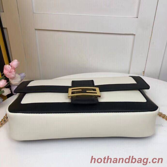 FENDI BAGUETTE CHAIN Black and white nappa leather bag 8BR783A FENDI BAGUETTE CHAIN Black and white nappa leather bag 8BR783A