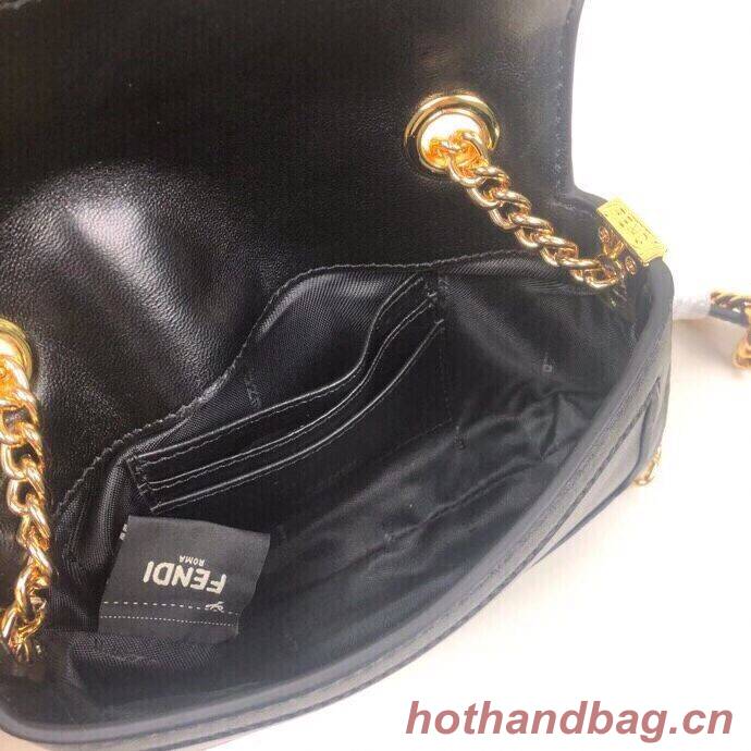 FENDI MINI BAGUETTE CHAIN Black nappa leather bag 8BS045A FENDI MINI BAGUETTE CHAIN Black nappa leather bag 8BS045A