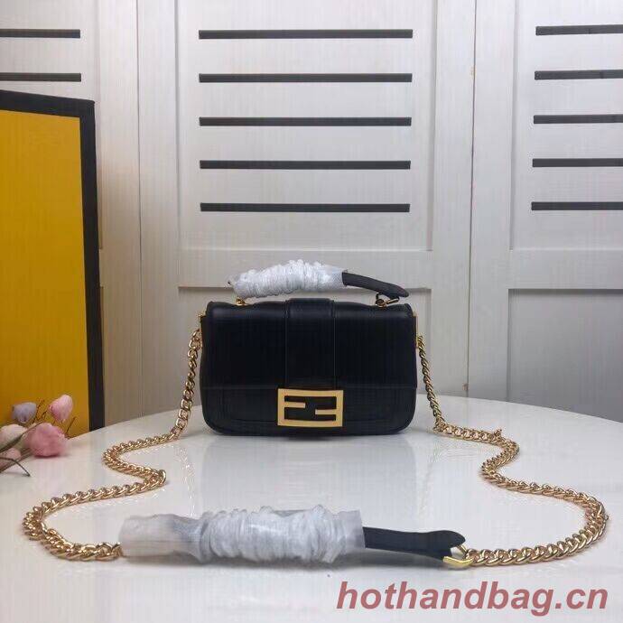 FENDI MINI BAGUETTE CHAIN Black nappa leather bag 8BS045A FENDI MINI BAGUETTE CHAIN Black nappa leather bag 8BS045A