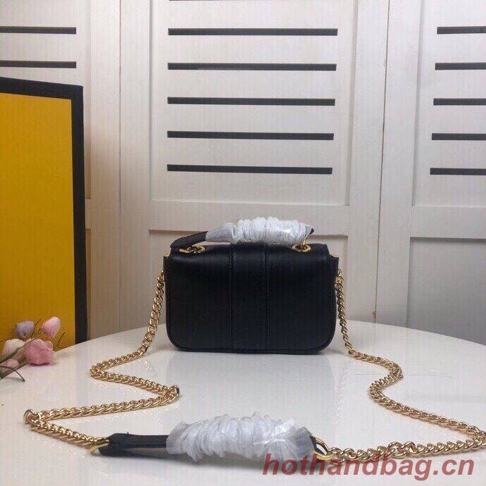 FENDI MINI BAGUETTE CHAIN Black nappa leather bag 8BS045A FENDI MINI BAGUETTE CHAIN Black nappa leather bag 8BS045A