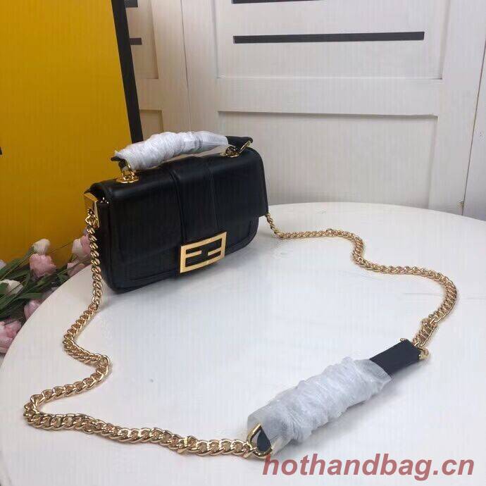 FENDI MINI BAGUETTE CHAIN Black nappa leather bag 8BS045A FENDI MINI BAGUETTE CHAIN Black nappa leather bag 8BS045A