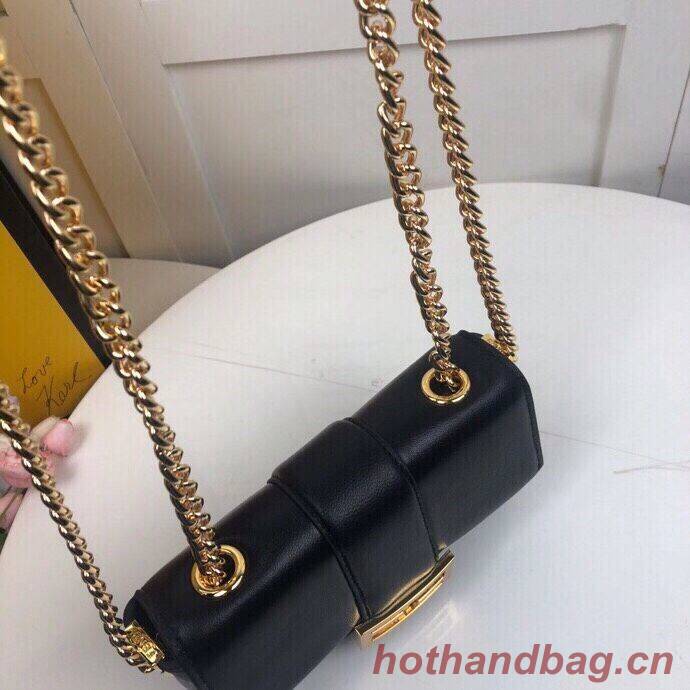 FENDI MINI BAGUETTE CHAIN Black nappa leather bag 8BS045A FENDI MINI BAGUETTE CHAIN Black nappa leather bag 8BS045A