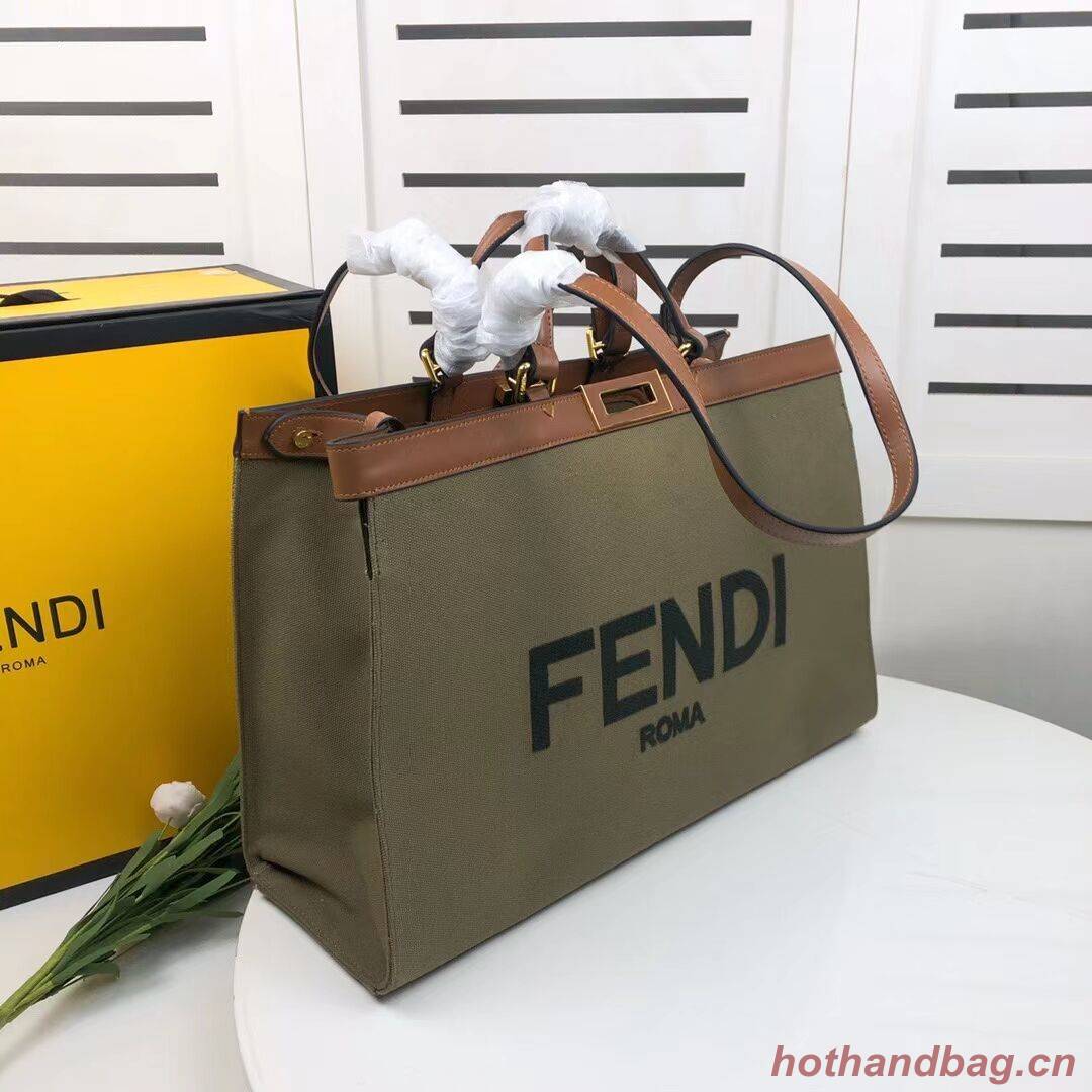 FENDI PEEKABOO X-TOTE canvas bag 8BH374B green FENDI PEEKABOO X-TOTE canvas bag 8BH374B green