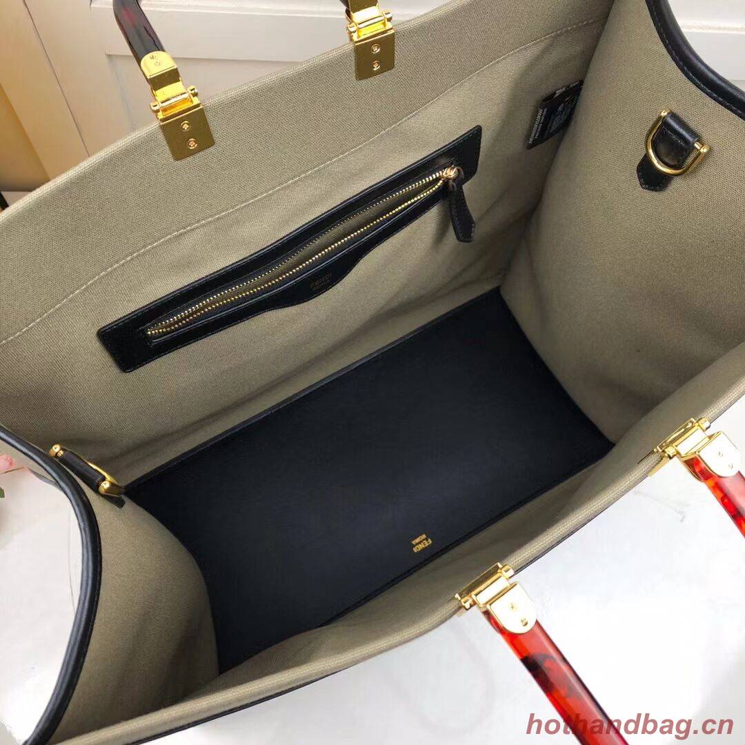 FENDI SUNSHINE LARGE Green flannel shopper 8BH372 FENDI SUNSHINE LARGE Green flannel shopper 8BH372