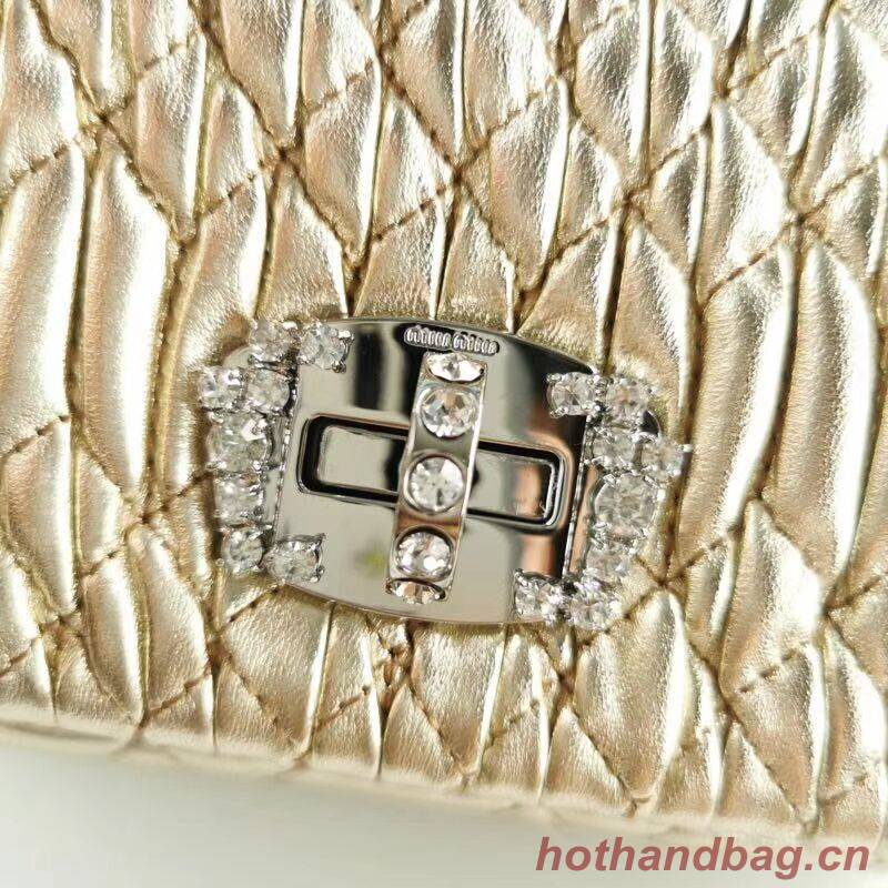 miu miu Matelasse Nappa Leather Shoulder Bag 5BP012M gold miu miu Matelasse Nappa Leather Shoulder Bag 5BP012M gold