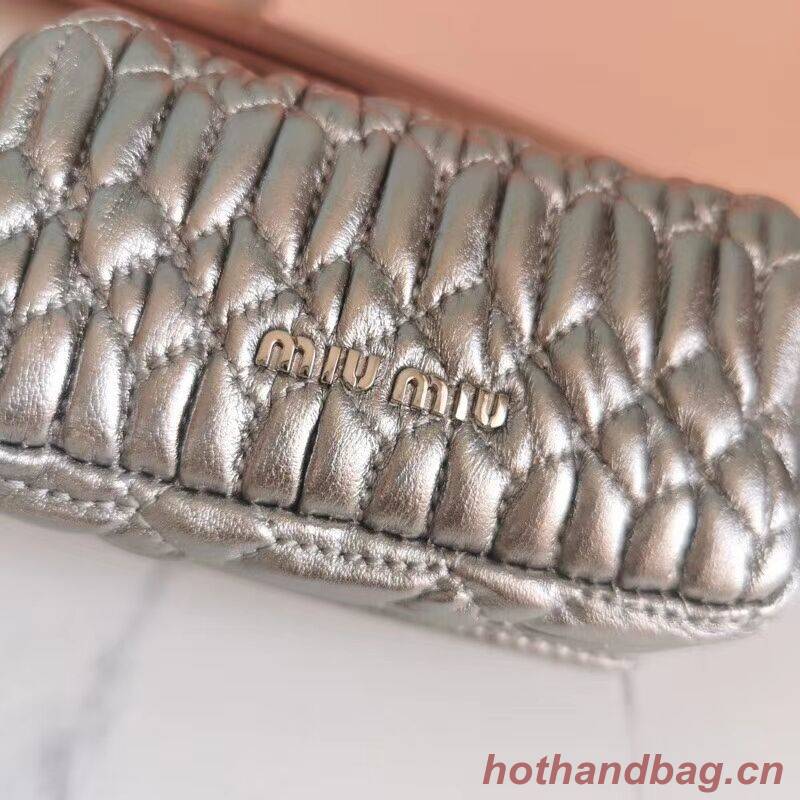 miu miu Matelasse Nappa Leather mini Shoulder Bag 5TT124 Silver miu miu Matelasse Nappa Leather mini Shoulder Bag 5TT124 Silver
