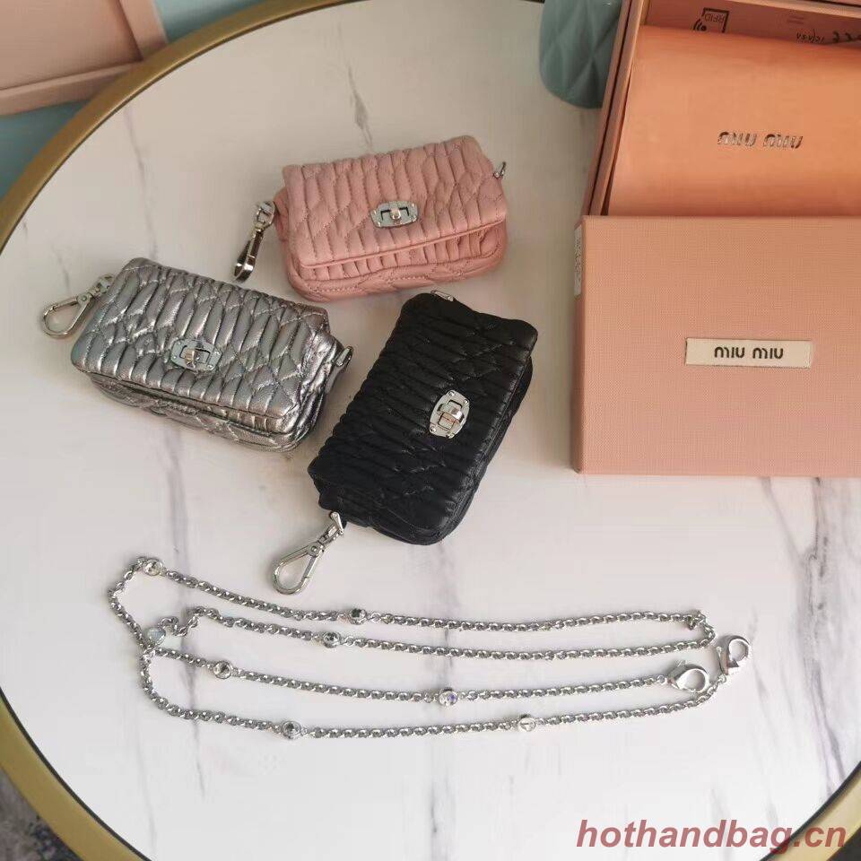 miu miu Matelasse Nappa Leather mini Shoulder Bag 5TT124 Silver miu miu Matelasse Nappa Leather mini Shoulder Bag 5TT124 Silver