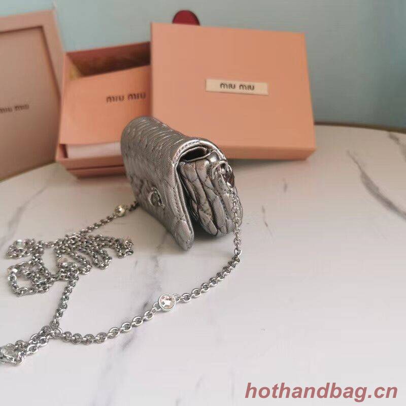 miu miu Matelasse Nappa Leather mini Shoulder Bag 5TT124 Silver miu miu Matelasse Nappa Leather mini Shoulder Bag 5TT124 Silver