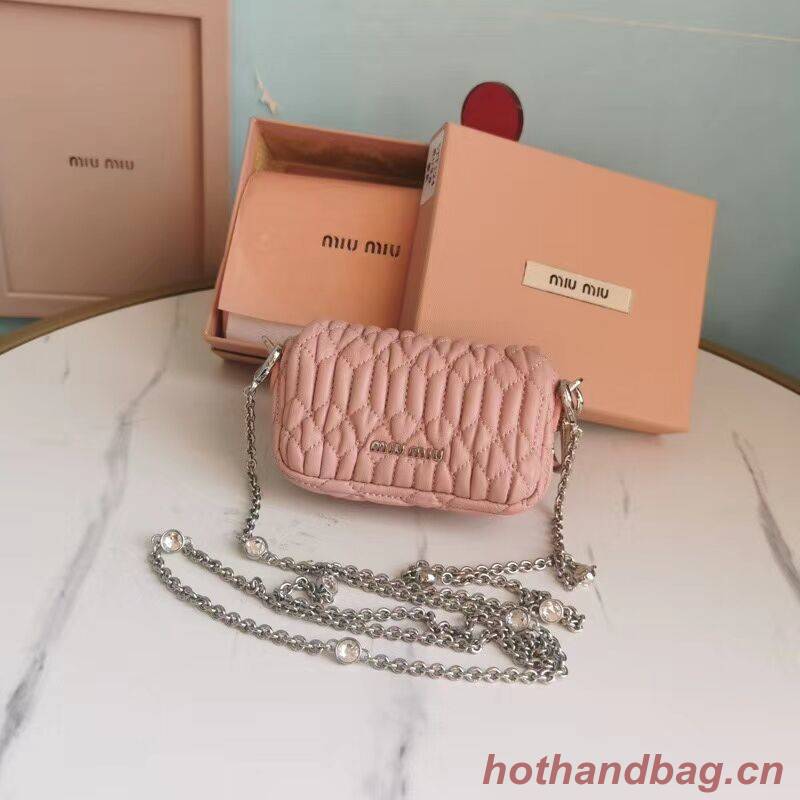 miu miu Matelasse Nappa Leather mini Shoulder Bag 5TT124 pink miu miu Matelasse Nappa Leather mini Shoulder Bag 5TT124 pink