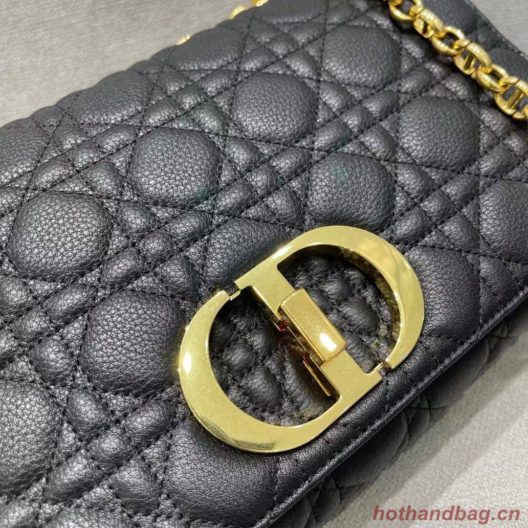 LARGE DIOR CARO BAG Black Soft Cannage Calfskin M9243U LARGE DIOR CARO BAG Black Soft Cannage Calfskin M9243U