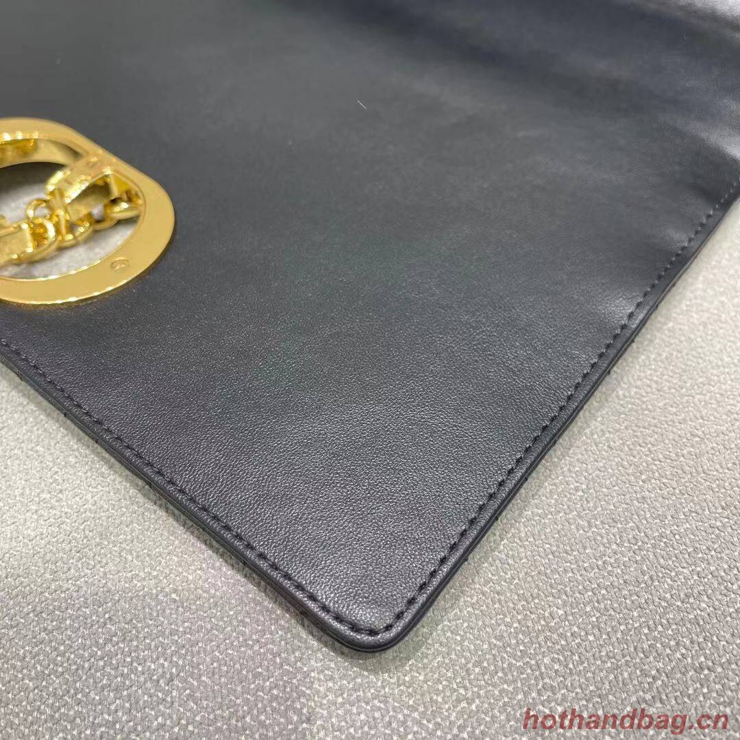 LARGE DIOR CARO BAG Black Soft Cannage Calfskin M9243U LARGE DIOR CARO BAG Black Soft Cannage Calfskin M9243U