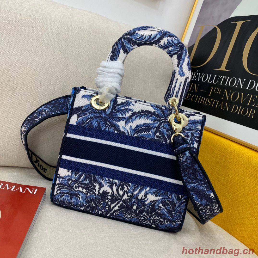 DIOR MEDIUM LADY D-LITE BAG Dark Blue Tree Cannage Embroidery M0565OREY Blue DIOR MEDIUM LADY D-LITE BAG Dark Blue Tree Cannage Embroidery M0565OREY Blue