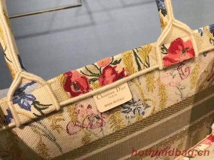 SMALL DIOR BOOK TOTE Beige Multicolor Dior Hibiscus Metallic Thread Embroidery M1296 SMALL DIOR BOOK TOTE Beige Multicolor Dior Hibiscus Metallic Thread Embroidery M1296