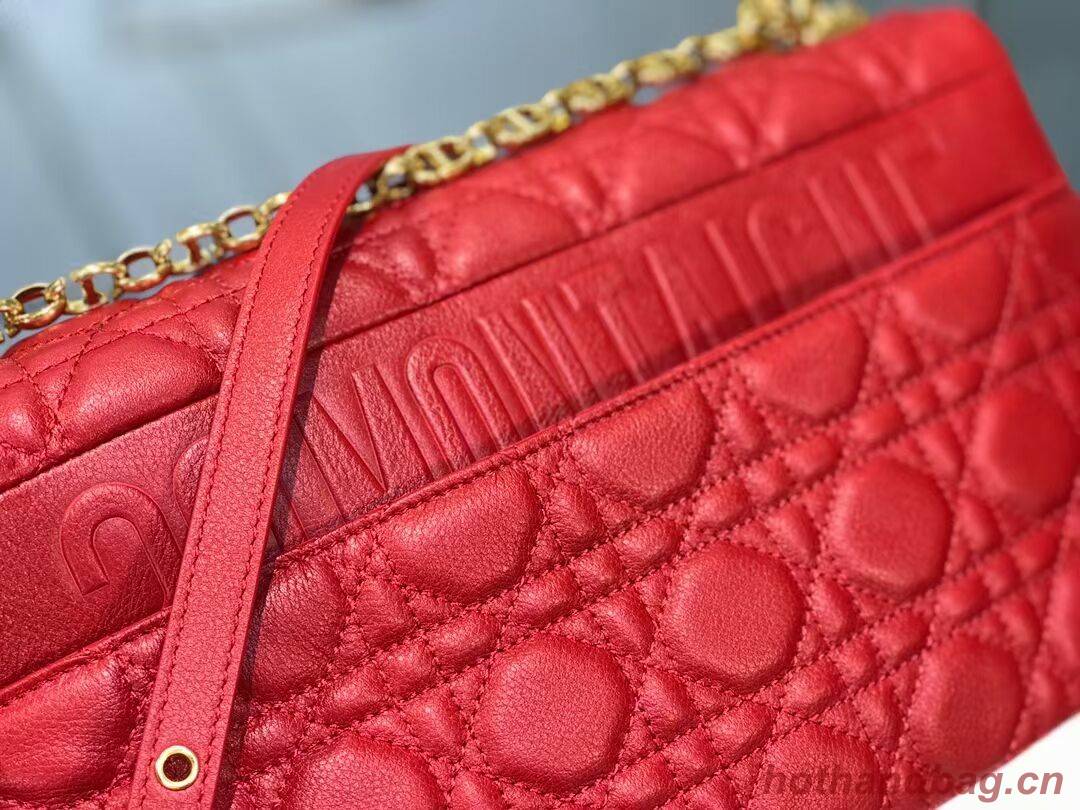 LARGE DIOR CARO BAG Soft Cannage Calfskin M9243U Red LARGE DIOR CARO BAG Soft Cannage Calfskin M9243U Red