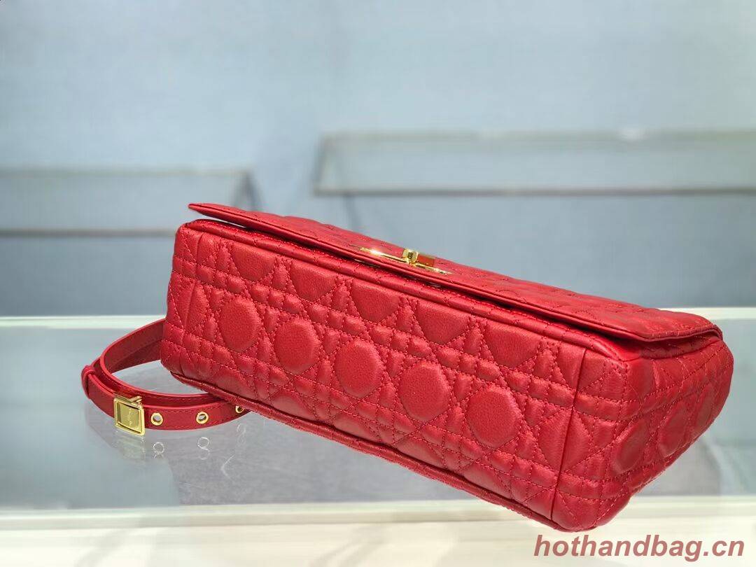 LARGE DIOR CARO BAG Soft Cannage Calfskin M9243U Red LARGE DIOR CARO BAG Soft Cannage Calfskin M9243U Red