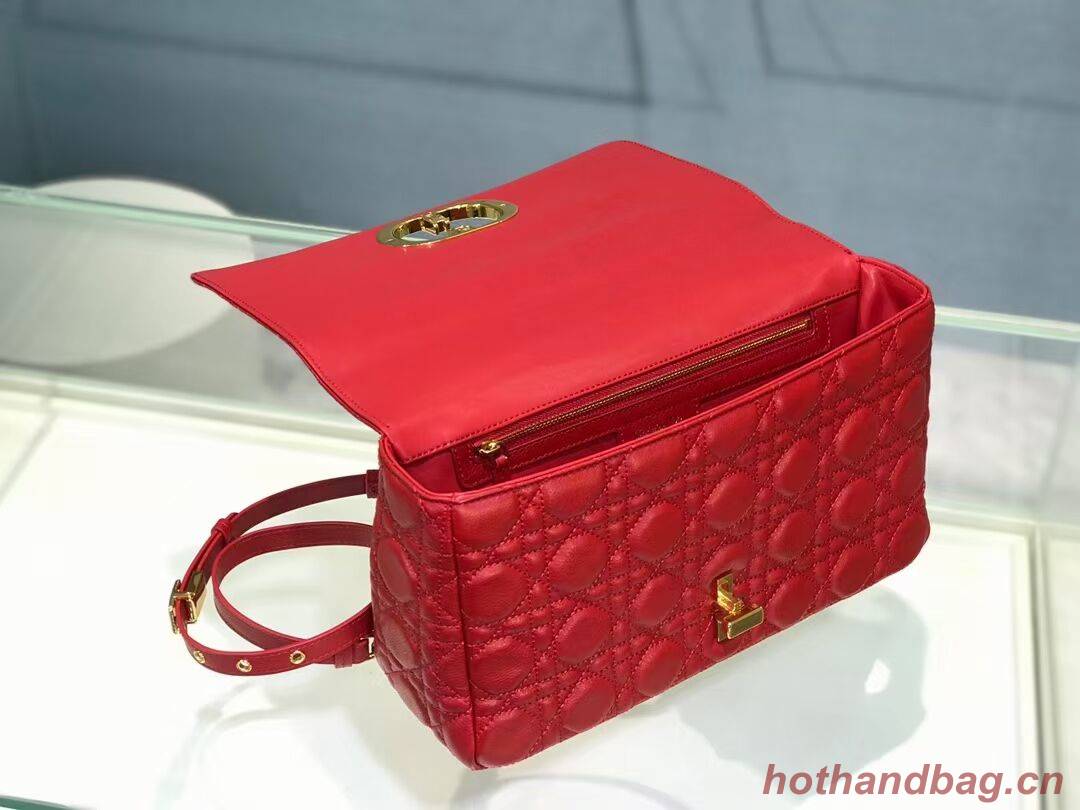 LARGE DIOR CARO BAG Soft Cannage Calfskin M9243U Red LARGE DIOR CARO BAG Soft Cannage Calfskin M9243U Red