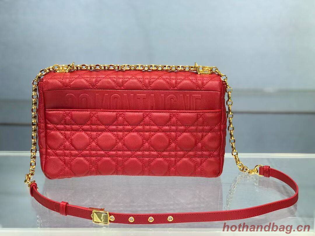 LARGE DIOR CARO BAG Soft Cannage Calfskin M9243U Red LARGE DIOR CARO BAG Soft Cannage Calfskin M9243U Red