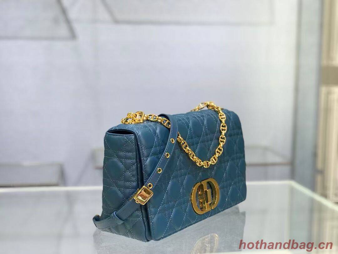 LARGE DIOR CARO BAG Soft Cannage Calfskin M9243U blue LARGE DIOR CARO BAG Soft Cannage Calfskin M9243U blue