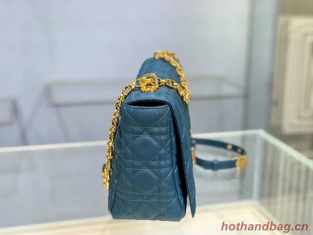 LARGE DIOR CARO BAG Soft Cannage Calfskin M9243U blue LARGE DIOR CARO BAG Soft Cannage Calfskin M9243U blue
