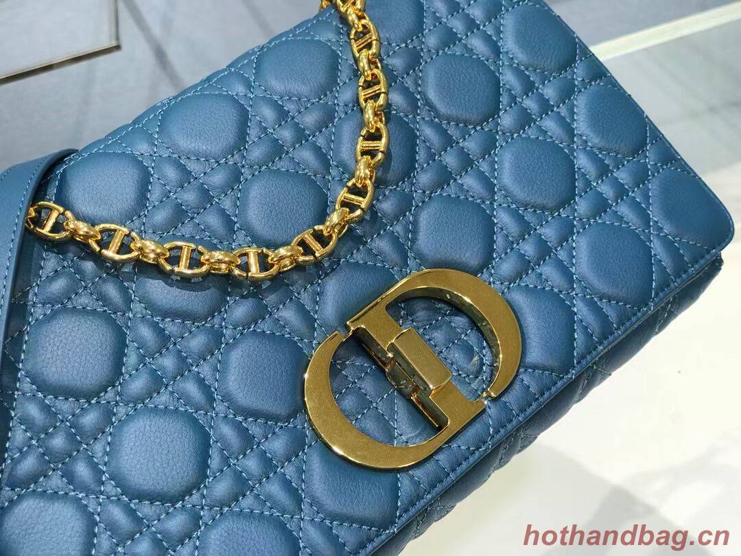 LARGE DIOR CARO BAG Soft Cannage Calfskin M9243U blue LARGE DIOR CARO BAG Soft Cannage Calfskin M9243U blue