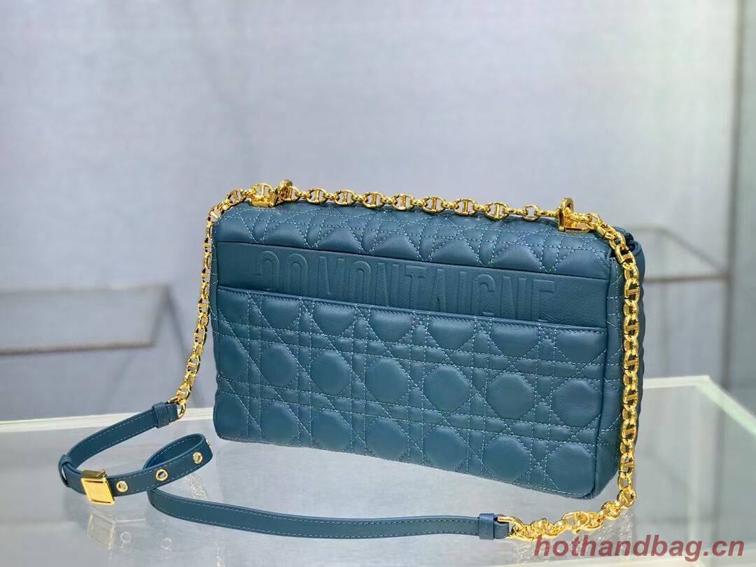 LARGE DIOR CARO BAG Soft Cannage Calfskin M9243U blue LARGE DIOR CARO BAG Soft Cannage Calfskin M9243U blue