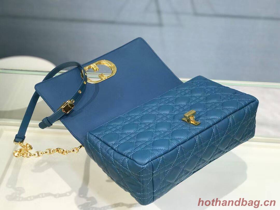 LARGE DIOR CARO BAG Soft Cannage Calfskin M9243U blue LARGE DIOR CARO BAG Soft Cannage Calfskin M9243U blue