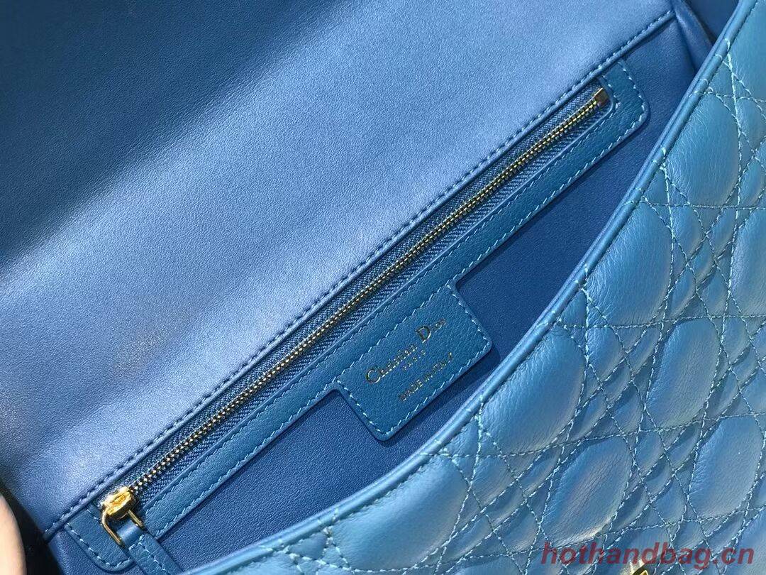LARGE DIOR CARO BAG Soft Cannage Calfskin M9243U blue LARGE DIOR CARO BAG Soft Cannage Calfskin M9243U blue