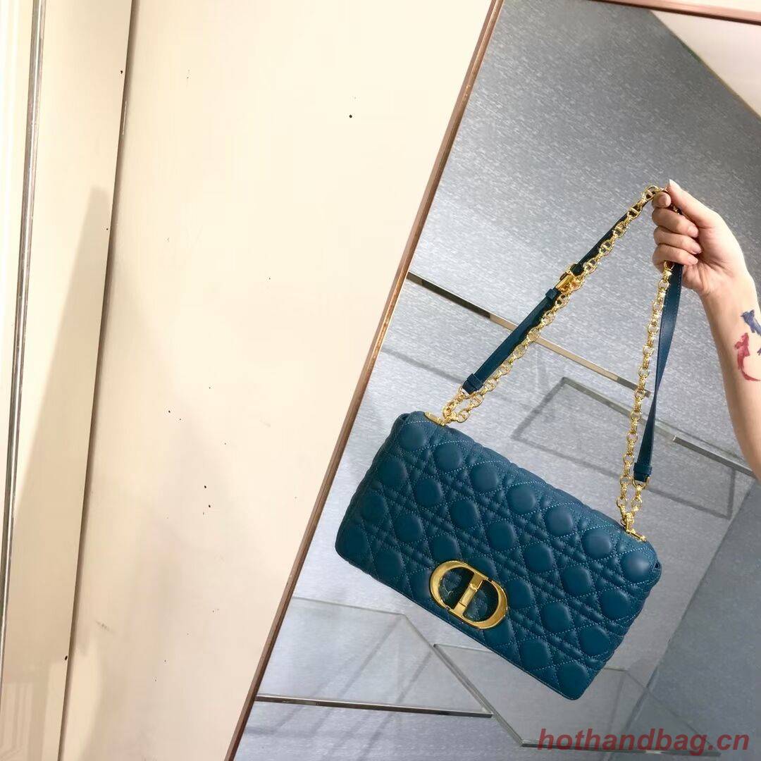 LARGE DIOR CARO BAG Soft Cannage Calfskin M9243U blue LARGE DIOR CARO BAG Soft Cannage Calfskin M9243U blue