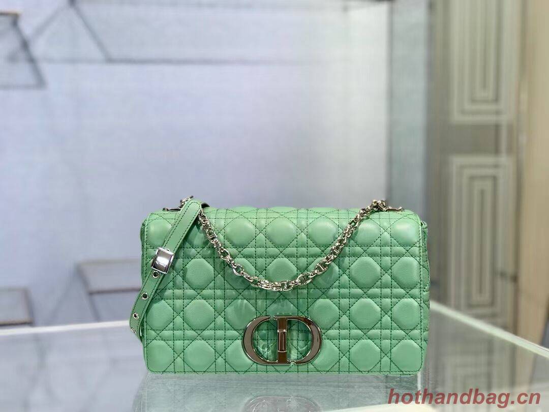 LARGE DIOR CARO BAG Soft Cannage Calfskin M9243U green LARGE DIOR CARO BAG Soft Cannage Calfskin M9243U green