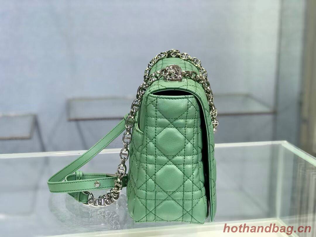 LARGE DIOR CARO BAG Soft Cannage Calfskin M9243U green LARGE DIOR CARO BAG Soft Cannage Calfskin M9243U green