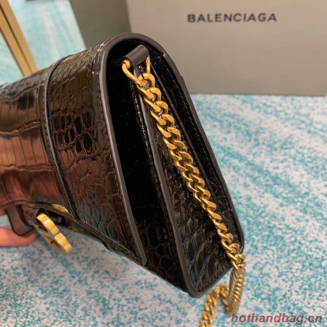 Balenciaga HOURGLASS CHAIN BAG B164497 black&aged-gold hardware Balenciaga HOURGLASS CHAIN BAG B164497 black&aged-gold hardware