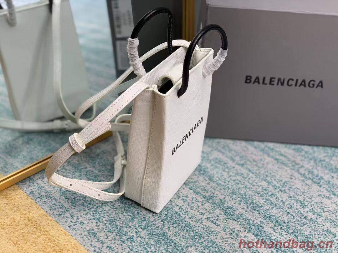 Balenciaga Original Leather Mini Shopper Bag B152865 white&black Balenciaga Original Leather Mini Shopper Bag B152865 white&black