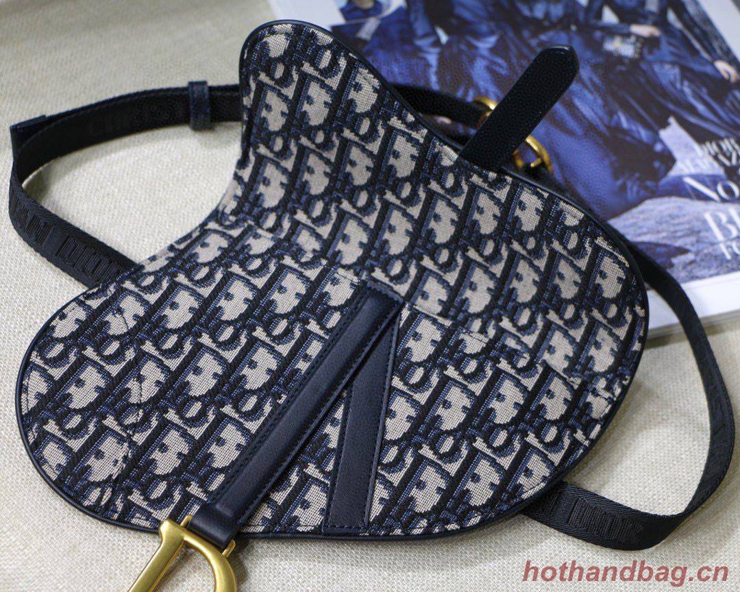 Dior Saddle Flat Belt Pouch Oblique Jacquard M0448 Blue Dior Saddle Flat Belt Pouch Oblique Jacquard M0448 Blue