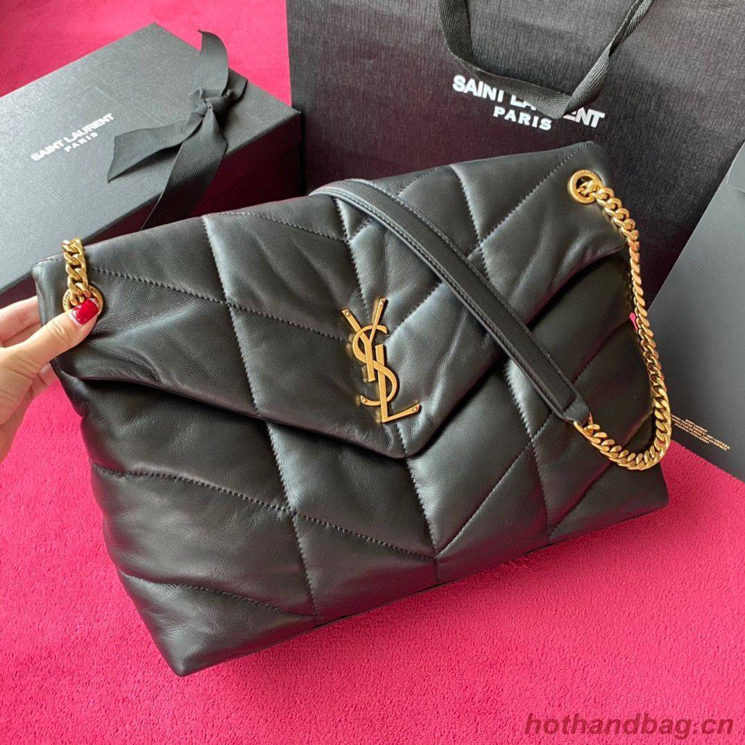 Yves Saint Laurent LOULOU PUFFER IN QUILTED CRINKLED MATTE LEATHER MEDIUM BAG Y577475 Black Gold hardware Yves Saint Laurent LOULOU PUFFER IN QUILTED CRINKLED MATTE LEATHER MEDIUM BAG Y577475 Black Gold hardware